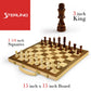 Sterling Games 16" Solid Wooden Chess Set Travel Folding Board with Brass Locks and Felted Interior Storage with Piece Holders