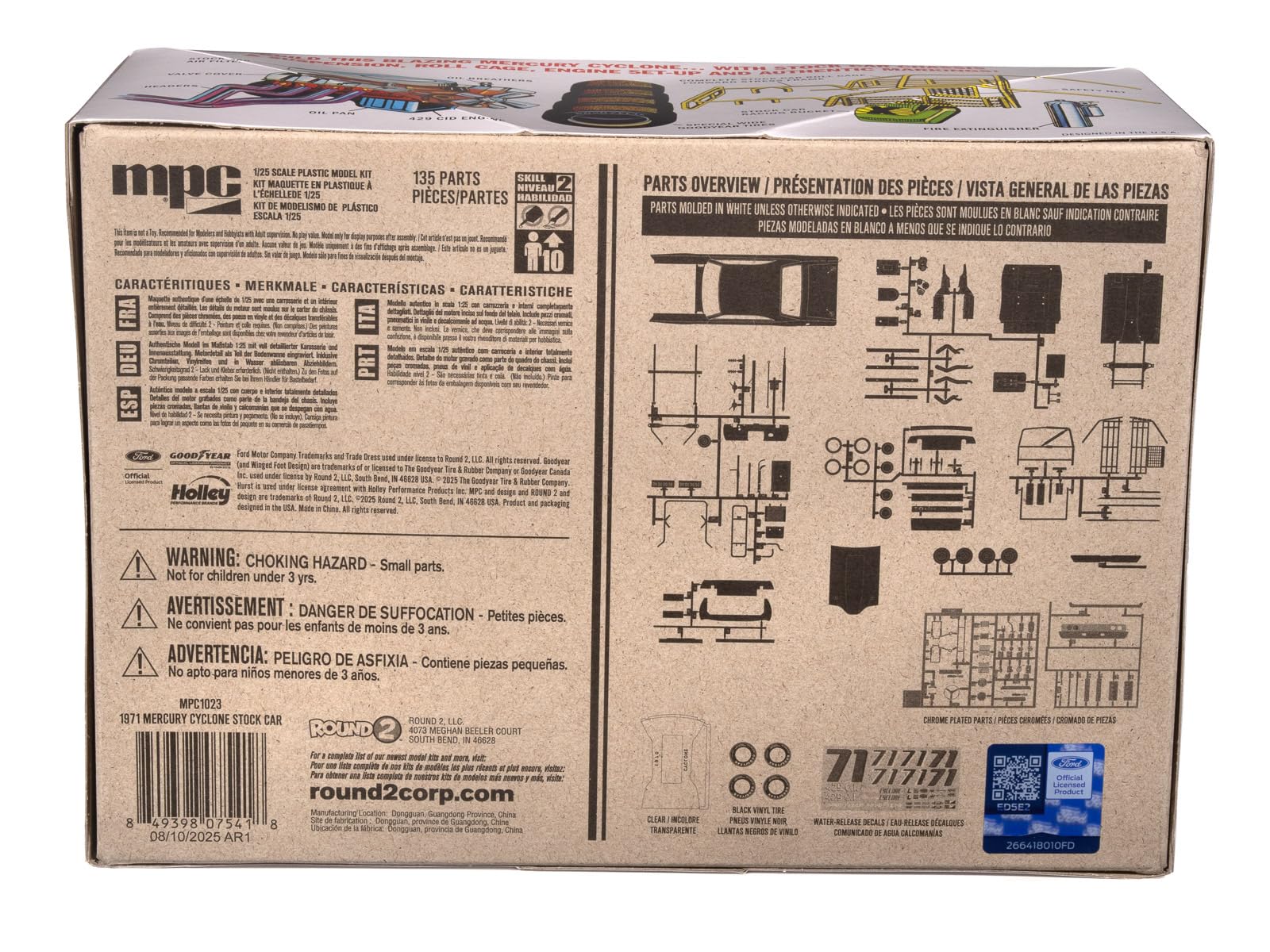 MPC 1971 Mercury Cyclone Stock Car Model Kit - 1:25 Scale Classic NASCAR Racer, 429 Engine, 135 Parts, Skill Level 2 (Paint & Glue Required)