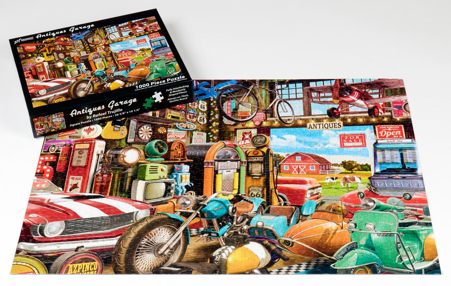 Vermont Christmas Company Antiques Garage Jigsaw Puzzle 1000 Piece - Vintage Themed Puzzle for Adults and Families