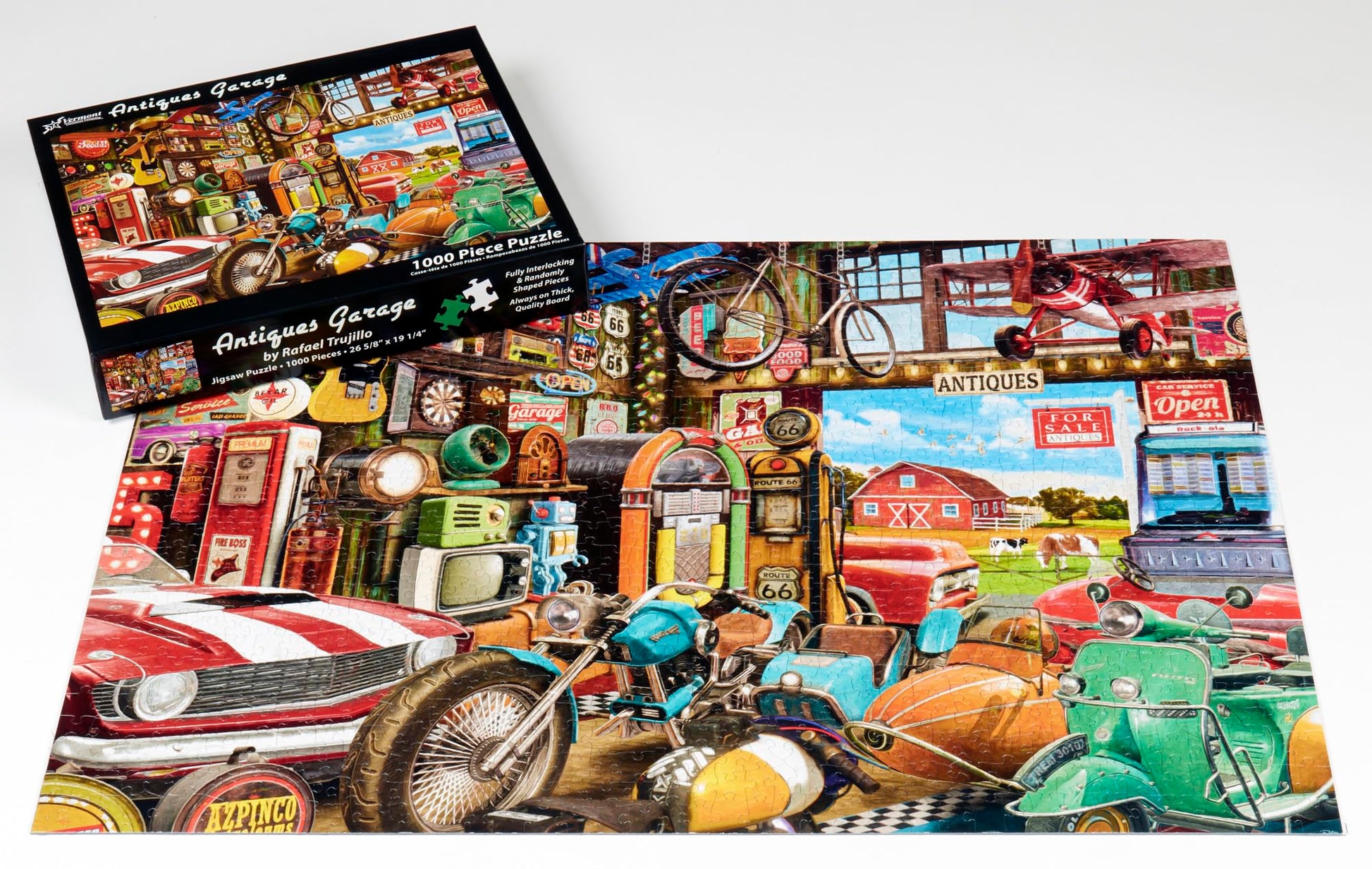 Vermont Christmas Company Antiques Garage Jigsaw Puzzle 1000 Piece - Vintage Themed Puzzle for Adults and Families