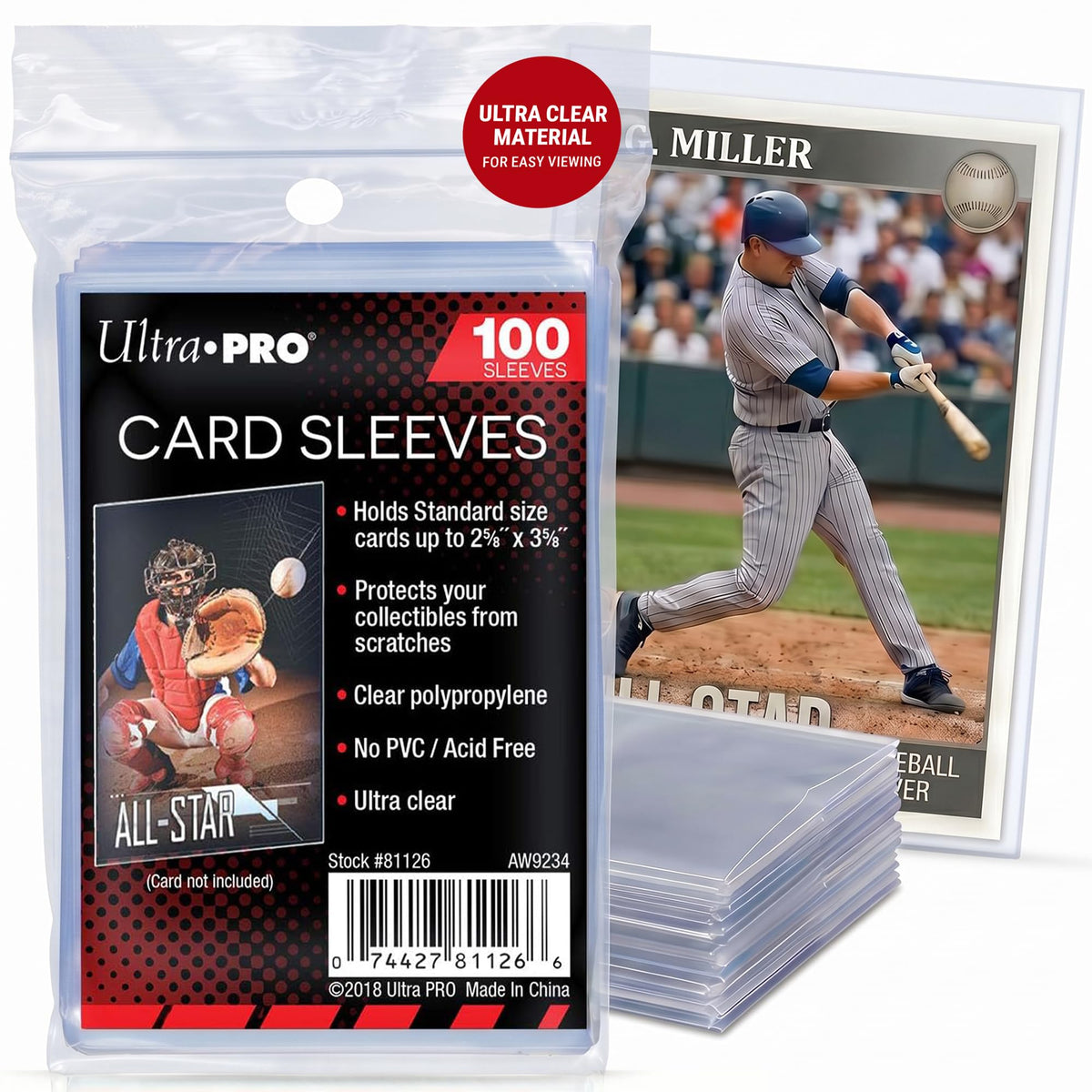 Ultra Pro Clear Standard Trading Card Sleeves, 100 Pack