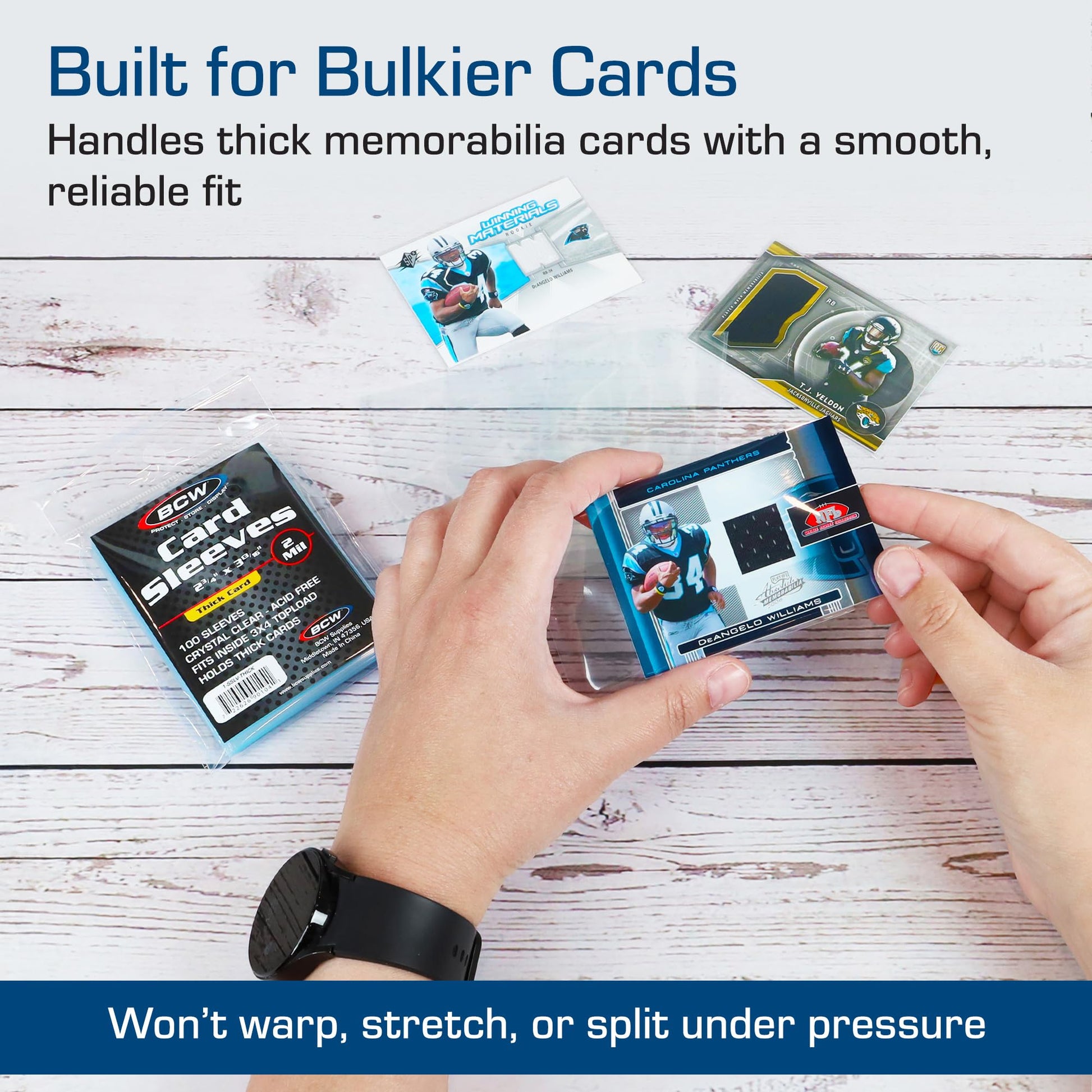 BCW Thick Card Sleeves - 100 Pack | Crystal Clear Polypropylene Protective Sleeves for Collectible Cards | Card Protector Sleeves Holds Trading Cards