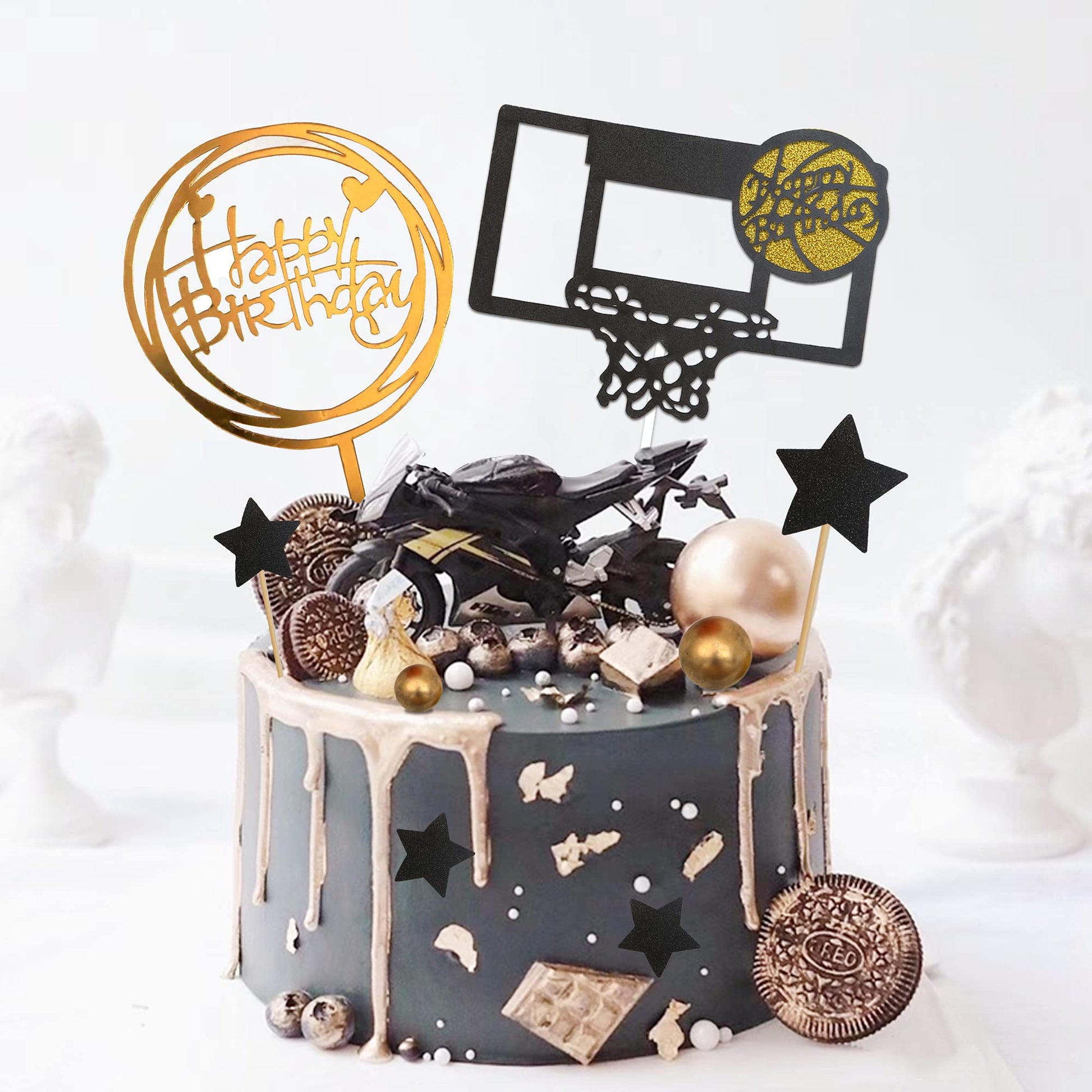16 PCS Basketball Cake Toppers Basketball Theme Cake Decoration for Boy Birthday