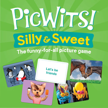MindWare PicWits, Funny Quick Wit Picture Captioning Card Game, Quick 30-Minute Game Play, Ages 5 and up - Silly & Sweet