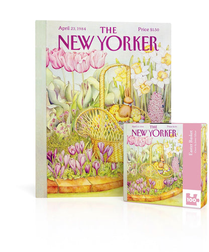 New York Puzzle Company - New Yorker Easter Basket Mini - 100 Vintage Easter Piece Jigsaw Puzzle by Jenni Oliver