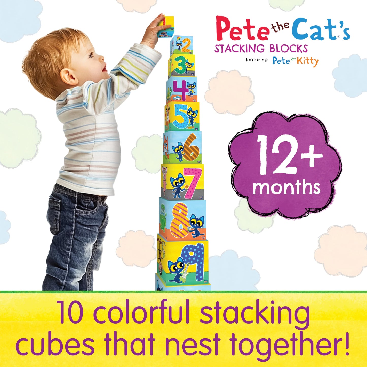 The Learning Journey Pete the Cat Stacking Blocks - 10 Colorful Nesting Cubes - Educational Toddler Toy for Ages 12 Months+ - STEM Learning