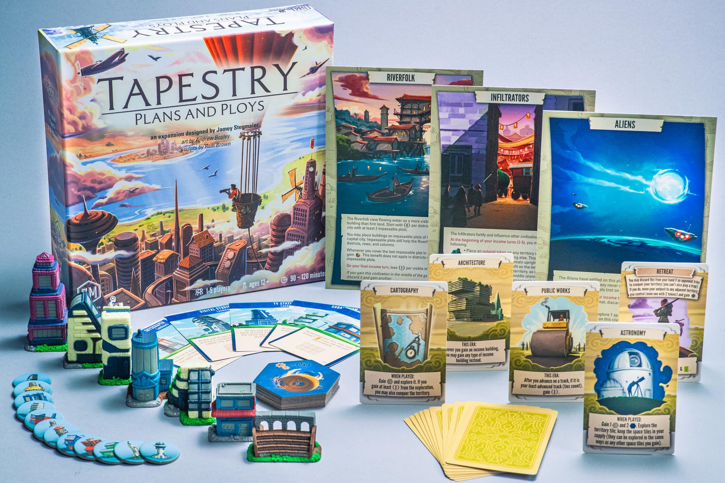 Stonemaier Games: Tapestry: Plans & Ploys Expansion by Jamey Stegmaier | Add to Tapestry (Base Game) | New Civilizations, Achievements, Tapestries