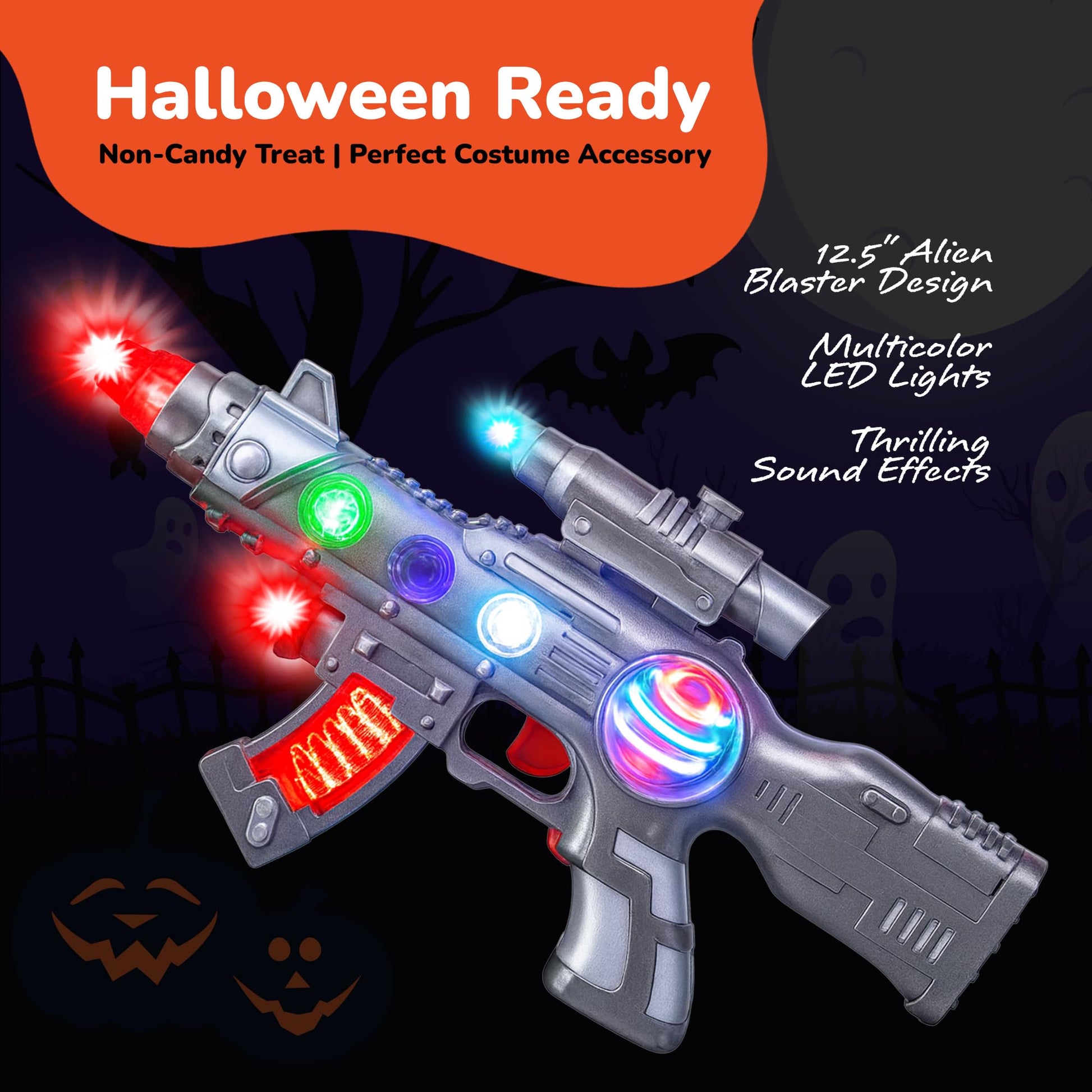 ArtCreativity 12.5 Inch Light Up Space Gun Toy, Alien Blaster with LEDs