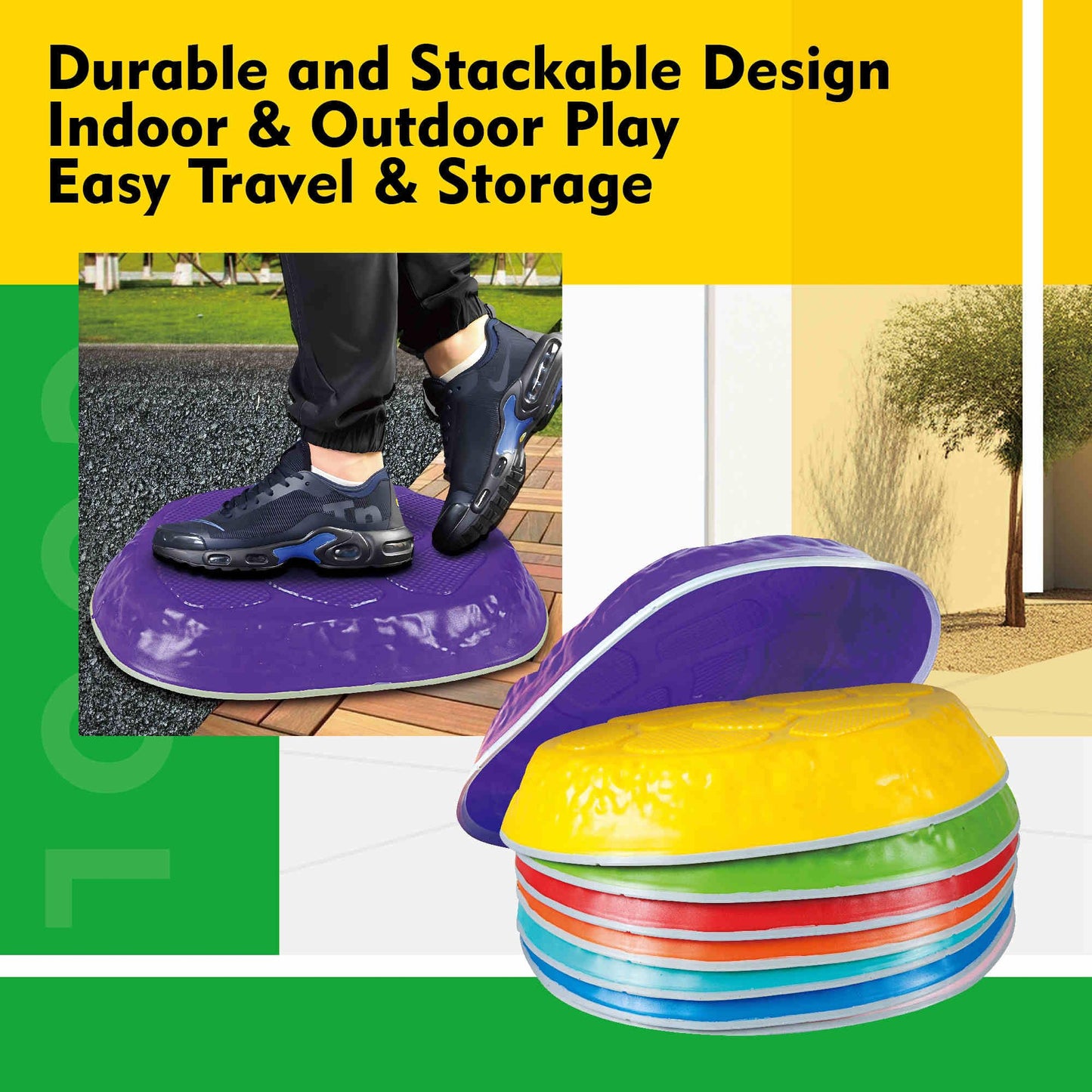 SmartYeen Stepping Stones for kids,8/12 PCS Durable Non-Slip Balance Stones Indoor Outdoor toys for toddlers develope Kids Balance and Coordination