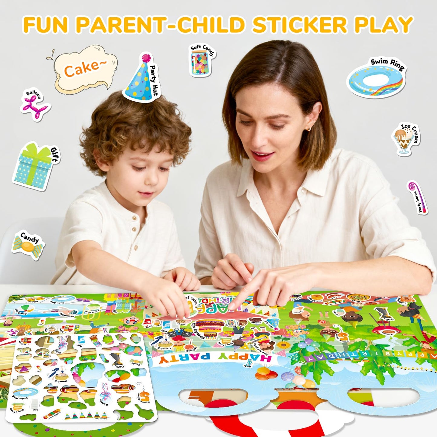 CREATIVETREES 6 Sets Reusable Sticker Book for Toddlers 1-3, Jelly Stickers Book for Kids 2-4, Travel Sticker Activity Toys for Childs 3 4 5 6 Years
