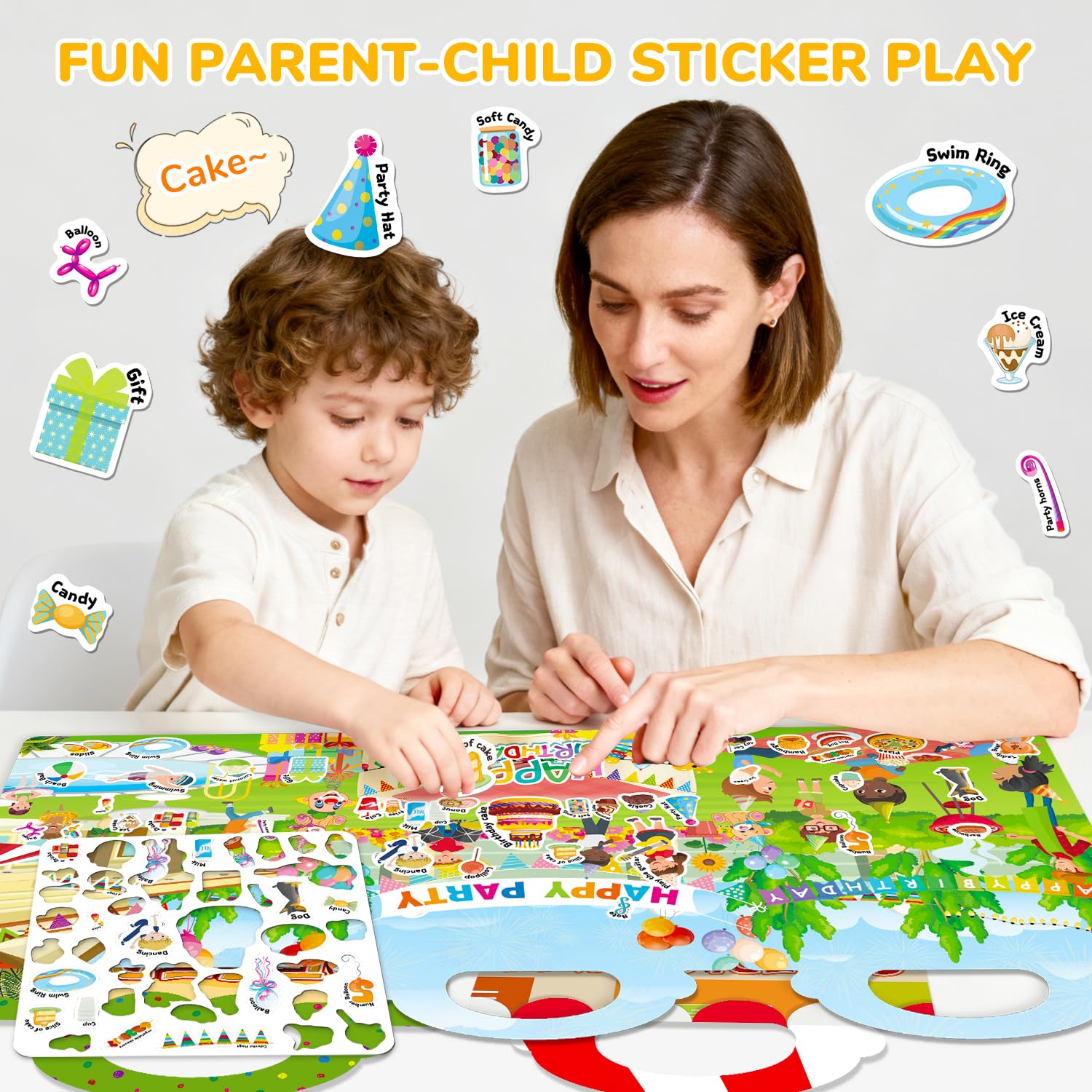 CREATIVETREES 6 Sets Reusable Sticker Book for Toddlers 1-3, Jelly Stickers Book for Kids 2-4, Travel Sticker Activity Toys for Childs 3 4 5 6 Years