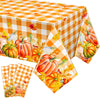 Newwiee 3 Pcs Thanksgiving Disposable Tablecloths Plastic Fall Table Covers 54 x 108 Inch Autumn Rectangle Tablecloths Pumpkin Maple Leaves Turkey