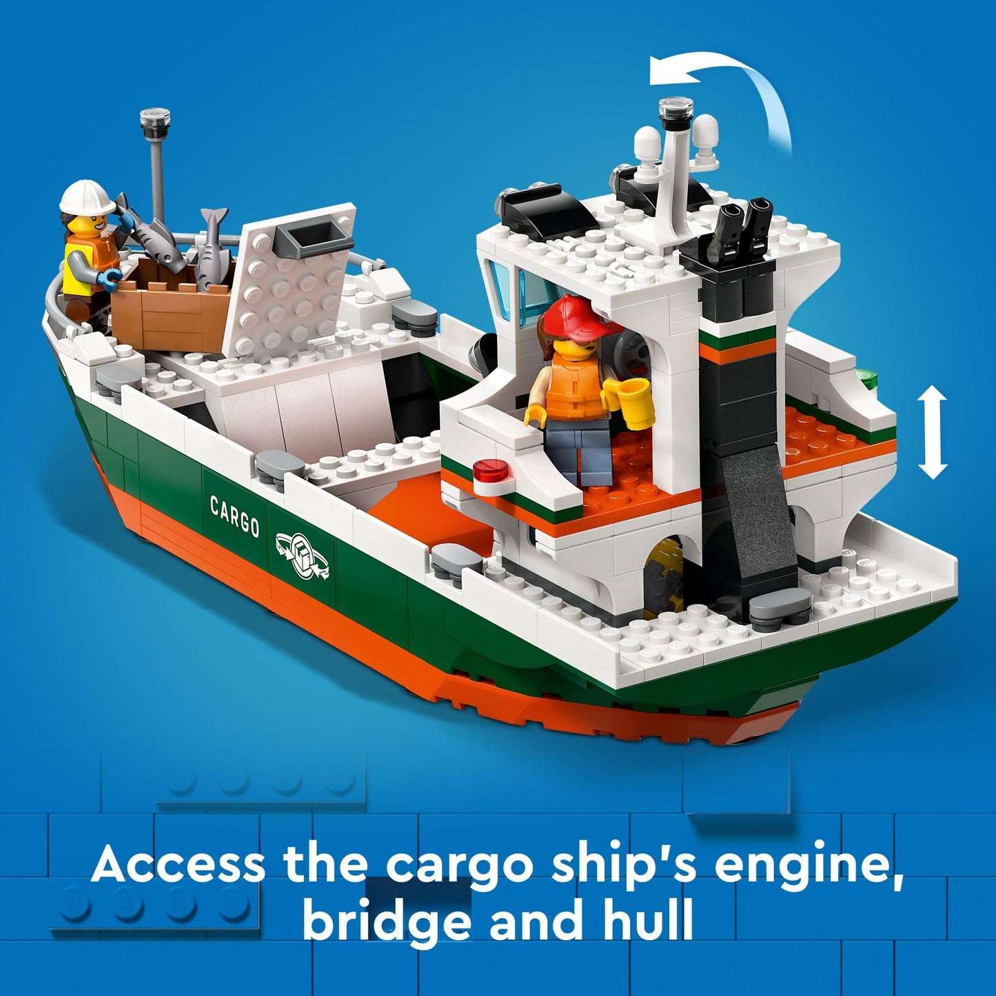 LEGO City Seaside Harbor with Cargo Ship Toy, Model Container Crane and Boat with 8 Minifigures Included, Building Set for Boys and Girls Ages 8 and