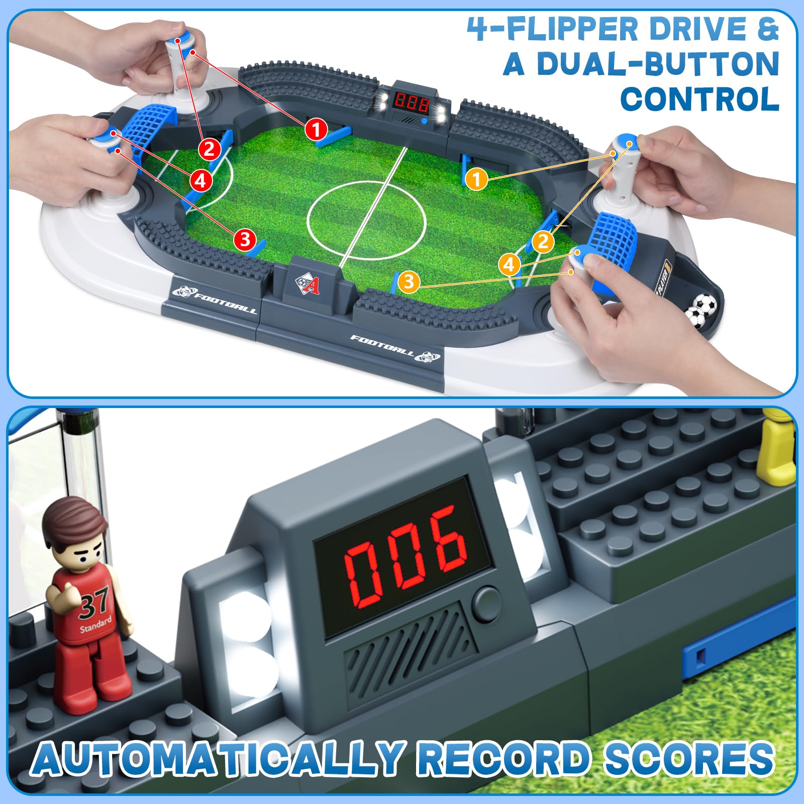 Mini Foosball Table Game for Kids Electronic LED Scoreboard Soccer Game Set Gifts Boys Toy Football Games Board Indoor Sports Game Birthday Gift 3 4 5