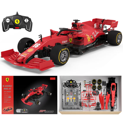 Voltz Toys Licensed Ferrari F1 SF1000 RC Car Building Kit, 1/16 Scale Supercar Assembly Set with Remote Controller, Licensed Model, 65 Pieces, STEM