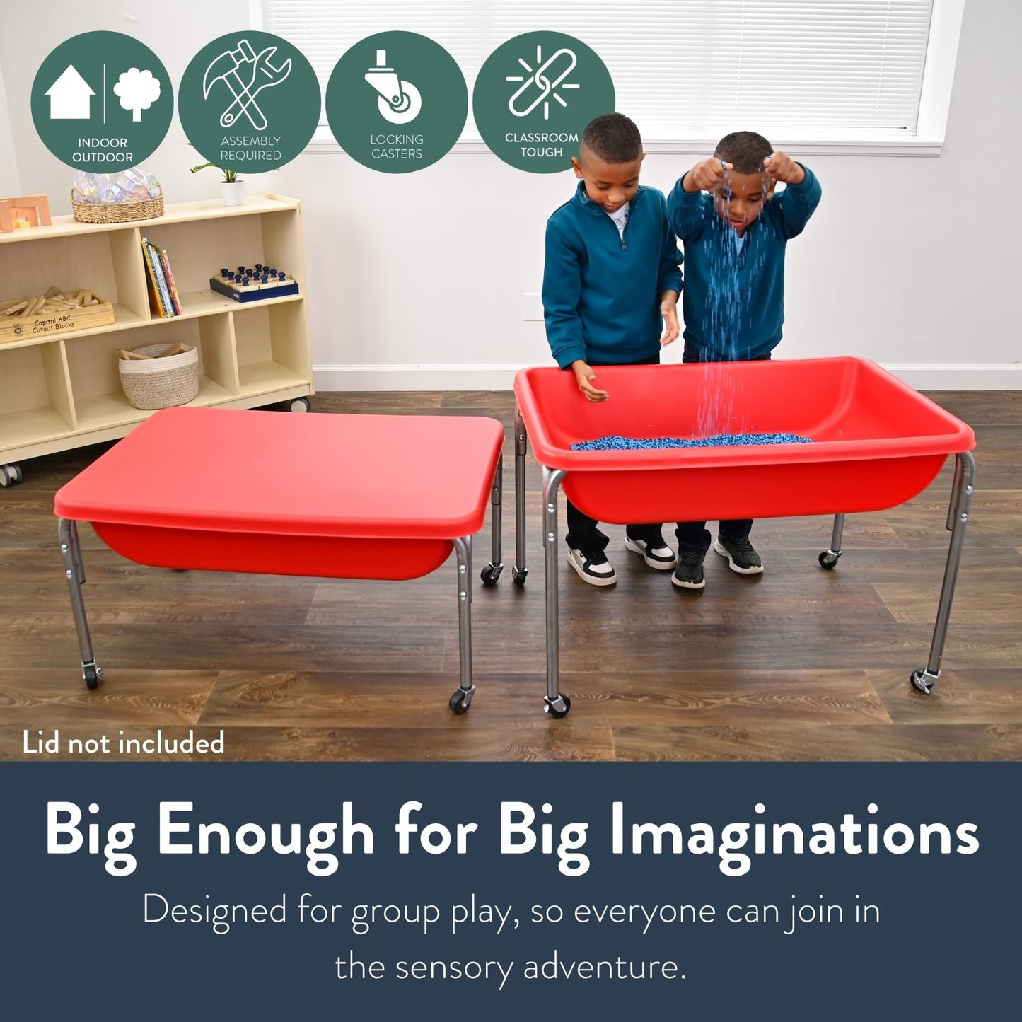 Children's Factory Medium Sensory Table - 24″ Height, Sandbox, Water Table for Kids, Red