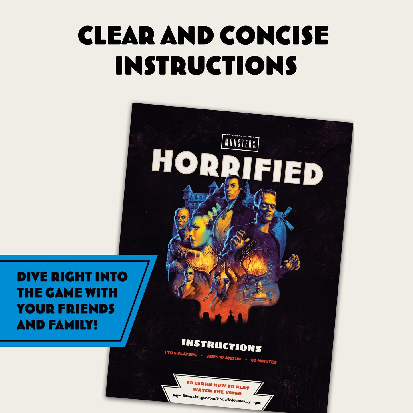 Ravensburger Horrified Games - Universal Monsters - Strategy Board Game - Boost Critical Thinking & Teamwork - Cooperative Gameplay - Unique Monster