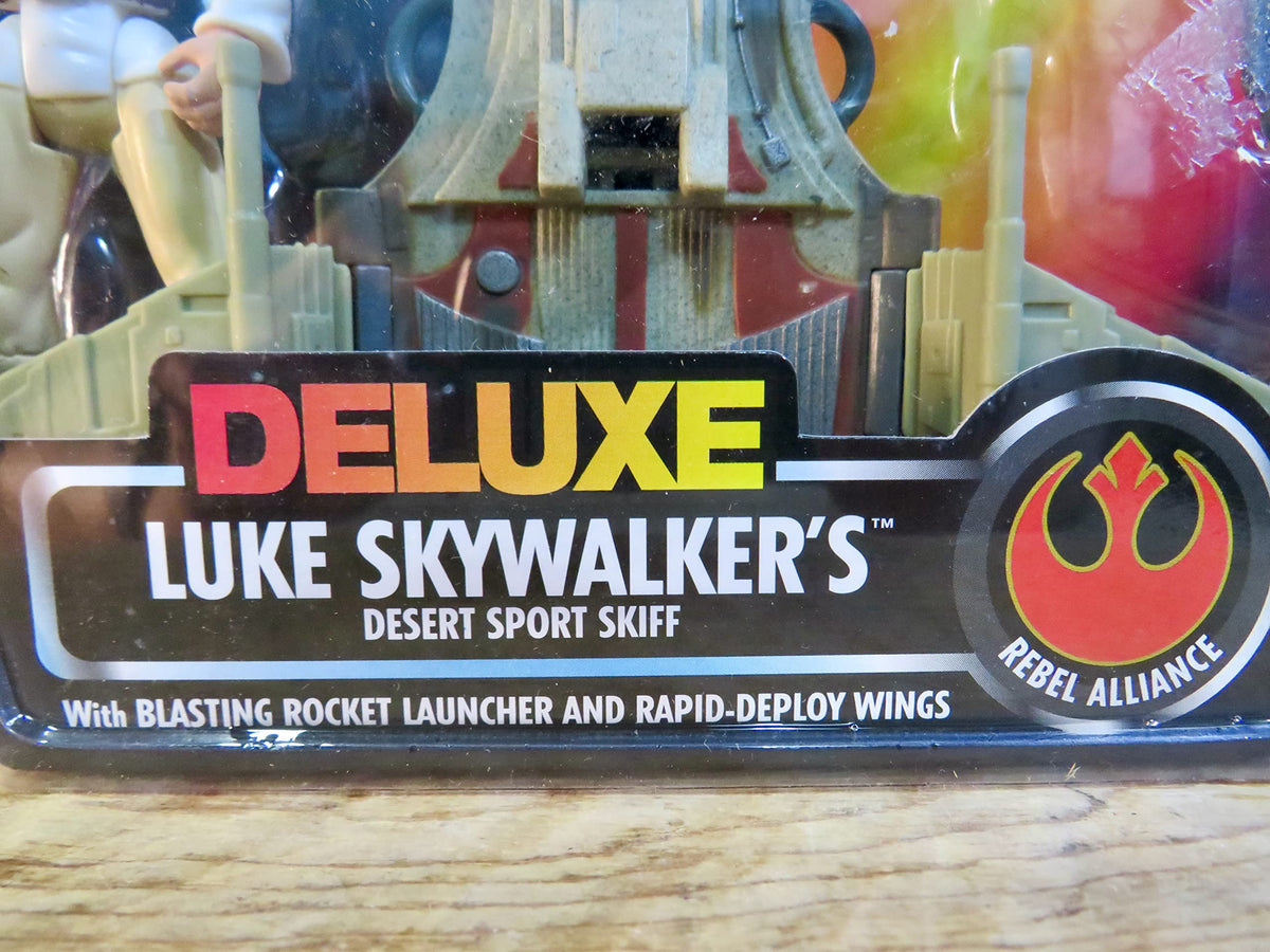 Star Wars Power of the Force Orange Card Deluxe Luke Skywalker and Desert Sport Skiff 3.75 Inches