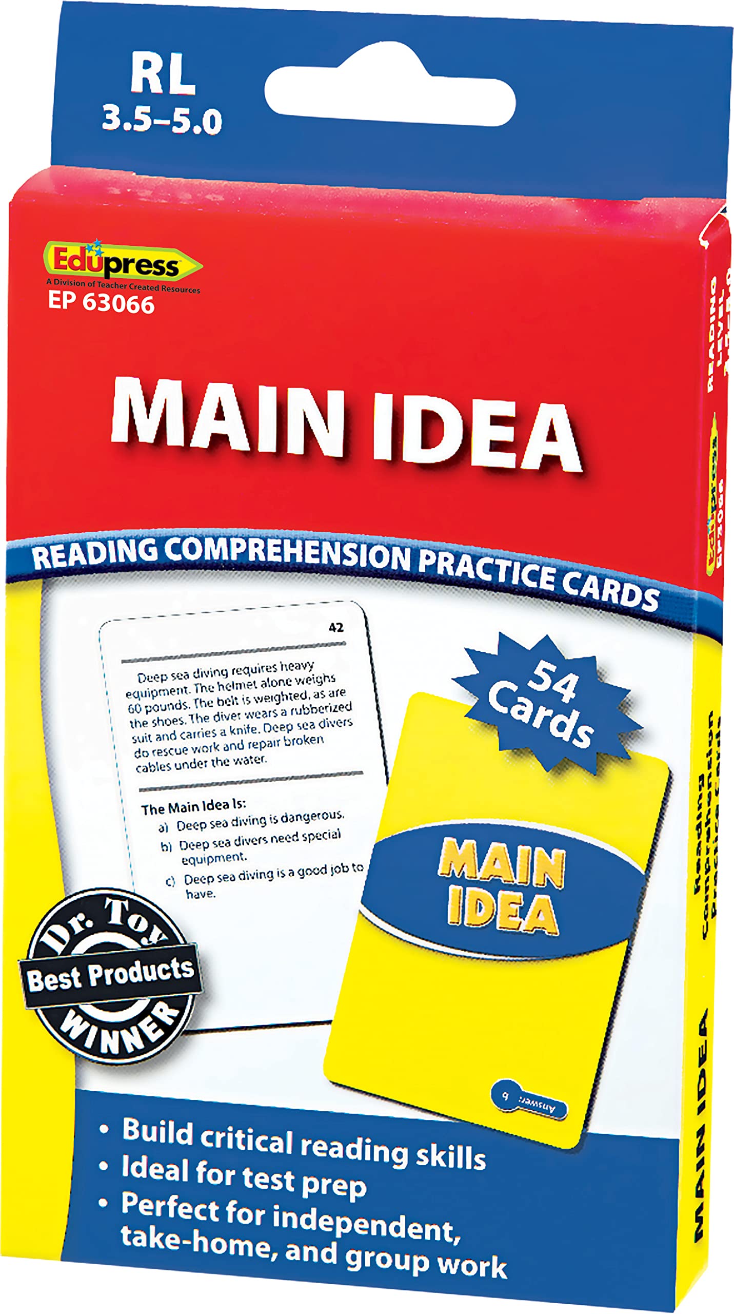 Edupress EP63066 Main Idea Practice Cards Blue Level Medium