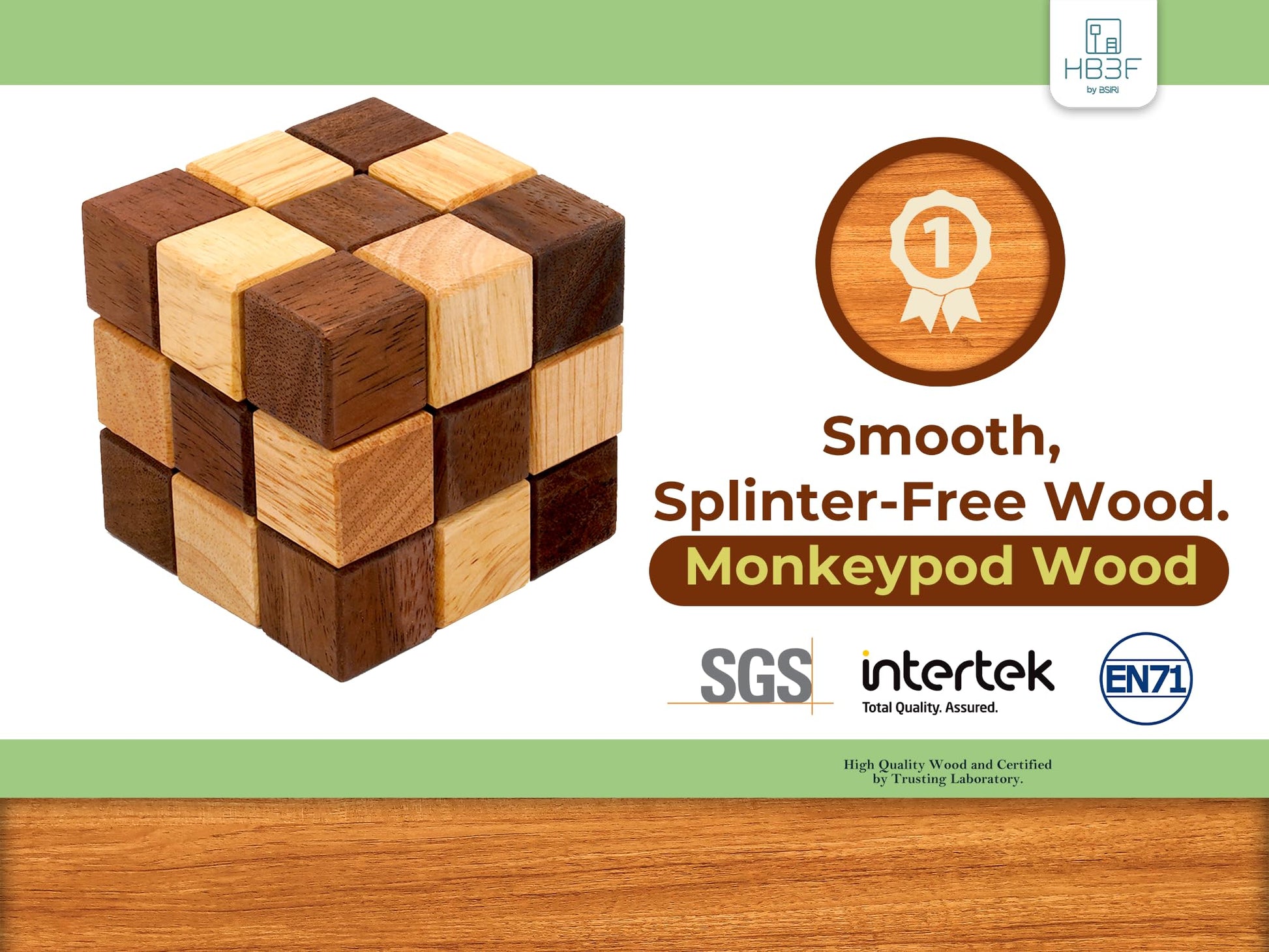 BSIRI Snake Puzzle Cube Classic Games (M Size) - 3D Mind Puzzles for Adults in Hand with Wooden Cube Designs of Magic Game for Educational Brain Games
