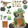 32 PCS Dinosaur Cake Toppers Dinosaur Birthday Cake Decorations with Dinosaur Eggs Leaves for Dinosaur Themed Birthday Party Cake Decorations (Style