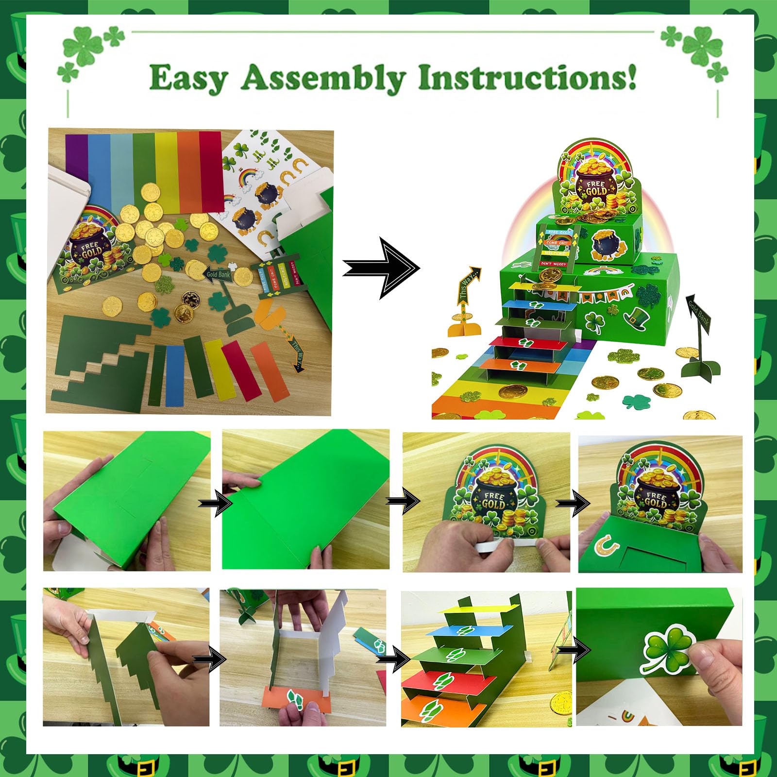 LANMANUO Leprechaun Trap Kit How to Catch a Leprechaun DIY Craft Set St. Patrick’s Day Crafts for Kids, St. Patricks Day Classroom Party Activity