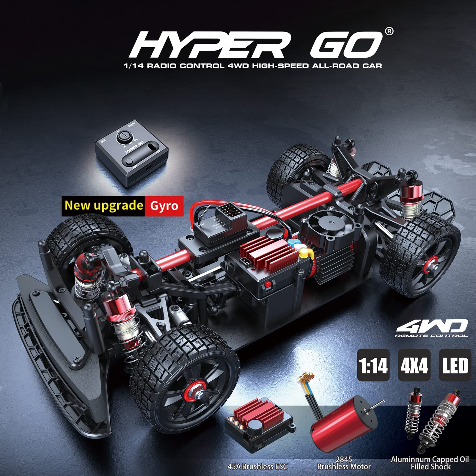 TesPower Mjx Hyper go Brushless Rc Cars 14302, 4wd Rc Car All-Road RC Drift Car,1/14 High Speed Electric Rc Cars Drift for Adults