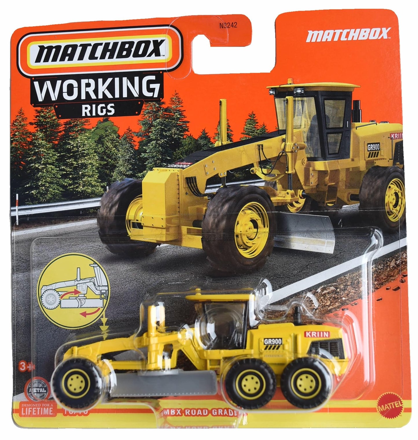 Matchbox Road Grader, Working Rigs 10/16 [Yellow], N3242
