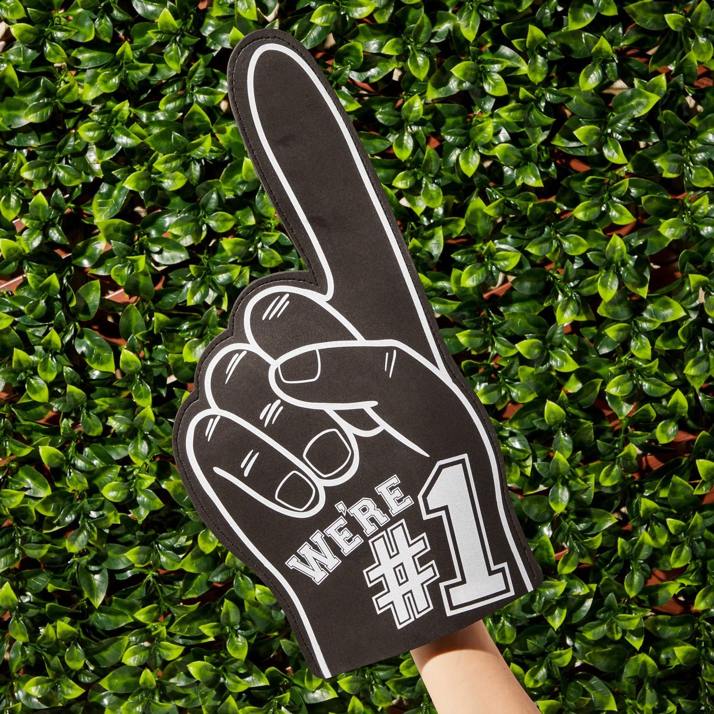 Okuna Outpost Black Foam Fingers - 9 x 17.5 in, 2 Pack - Number One Foam Finger for Sports Props & Football Party Favors