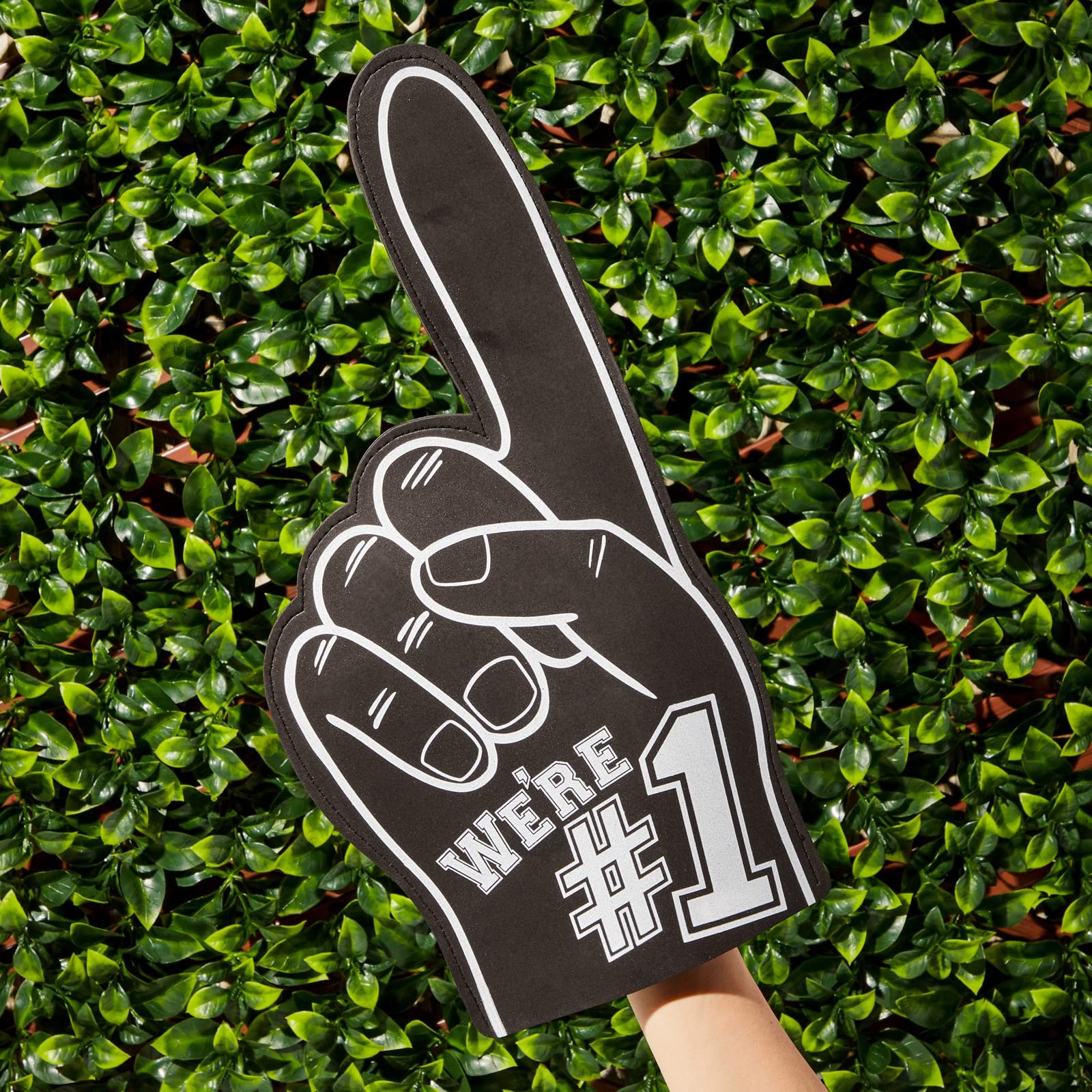 Okuna Outpost Black Foam Fingers - 9 x 17.5 in, 2 Pack - Number One Foam Finger for Sports Props & Football Party Favors