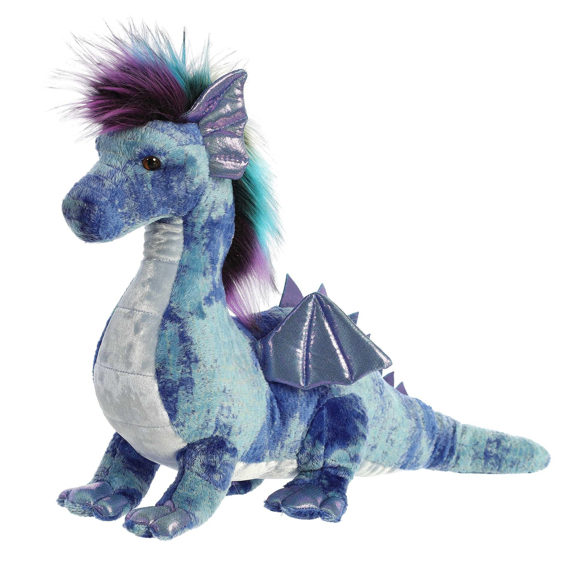Aurora® Exquisite Luxe Boutique™ Zion Dragon™ Stuffed Animal - Luxurious Elegance - Sensory Delight - Blue 14.5 Inches