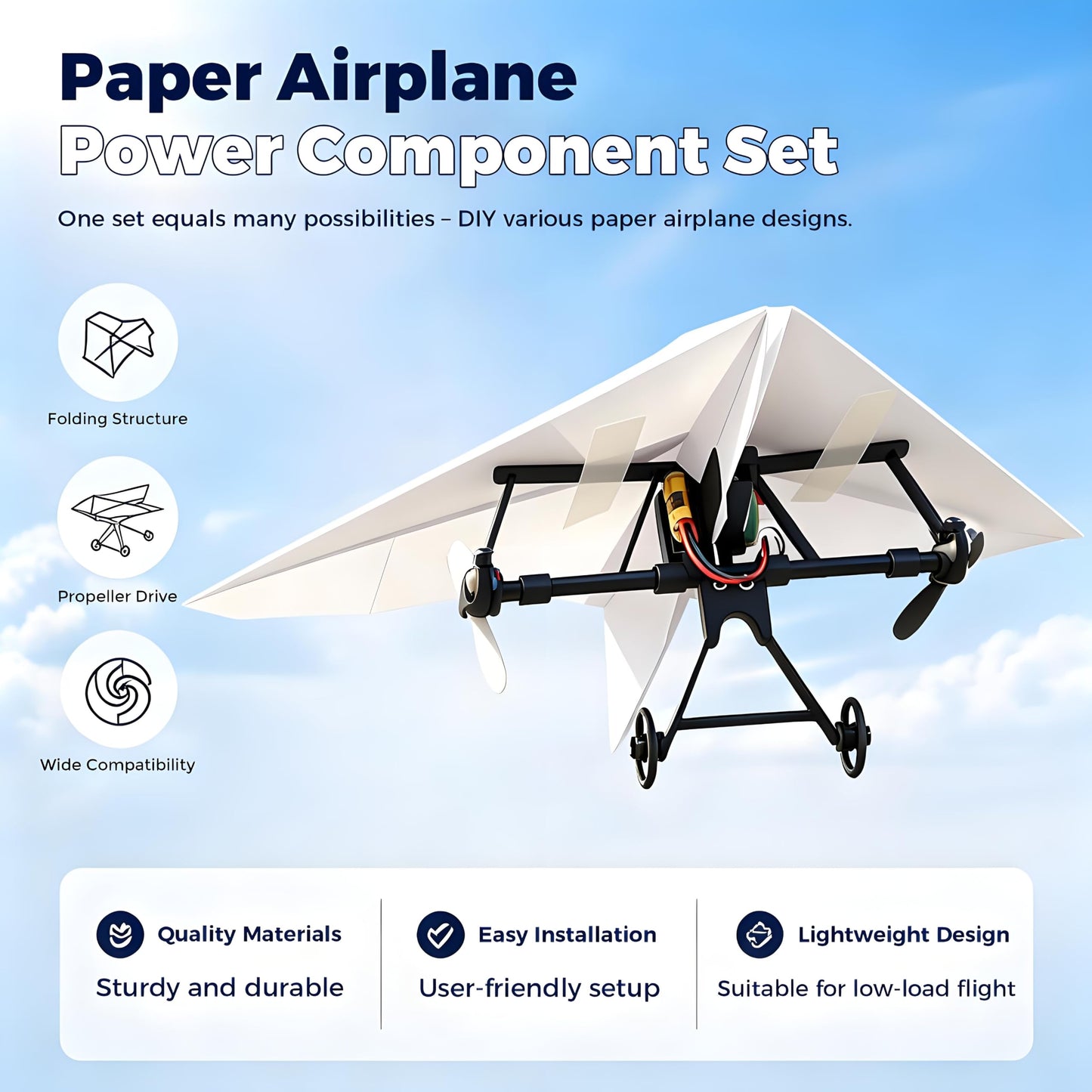 RC Paper Airplane Kit, DIY RC Plane with Gyro Stabilizer (One Battery)