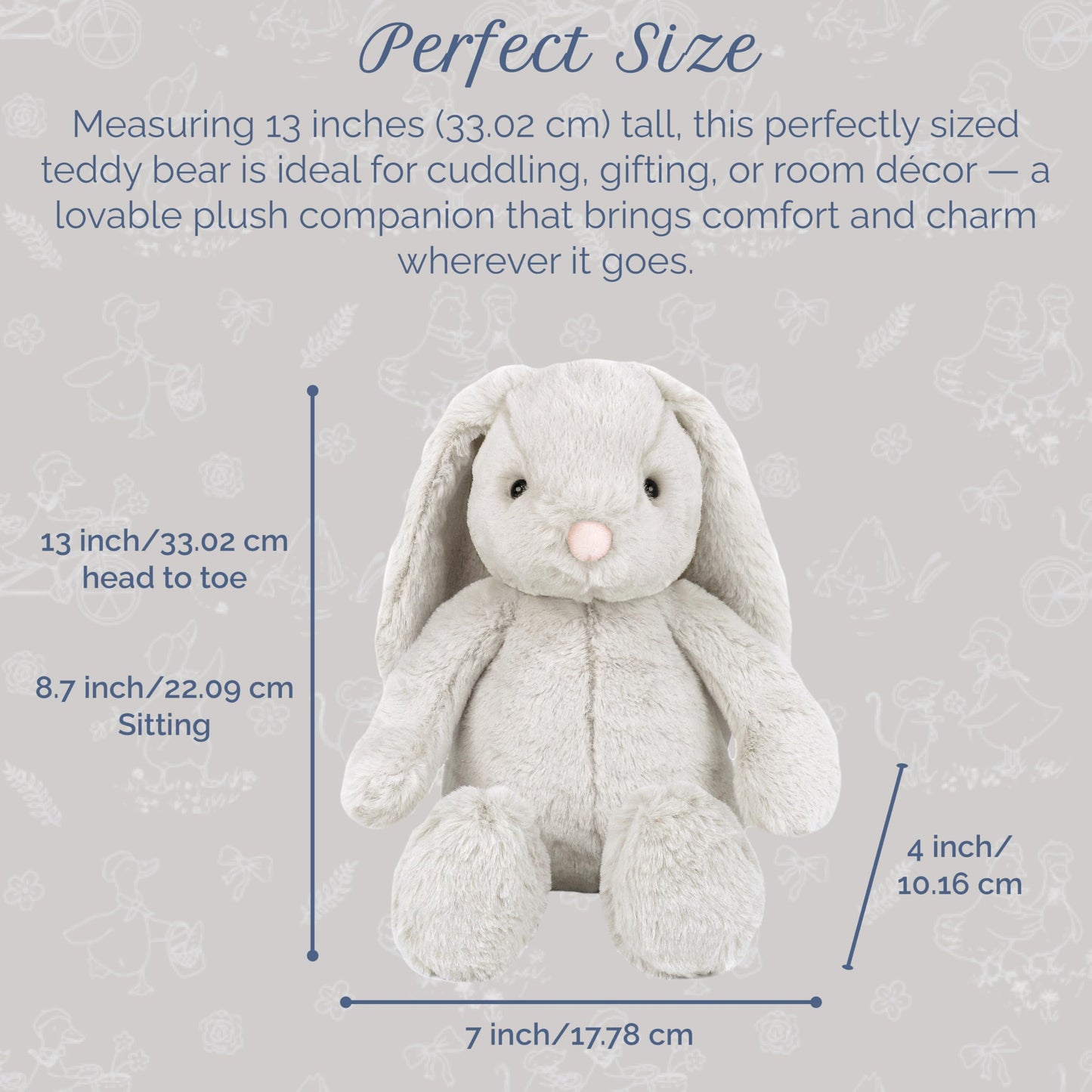 MON AMI Sterling Bunny 13-Inch Stuffed Rabbit, Soft Bunny Plush Toy Gift