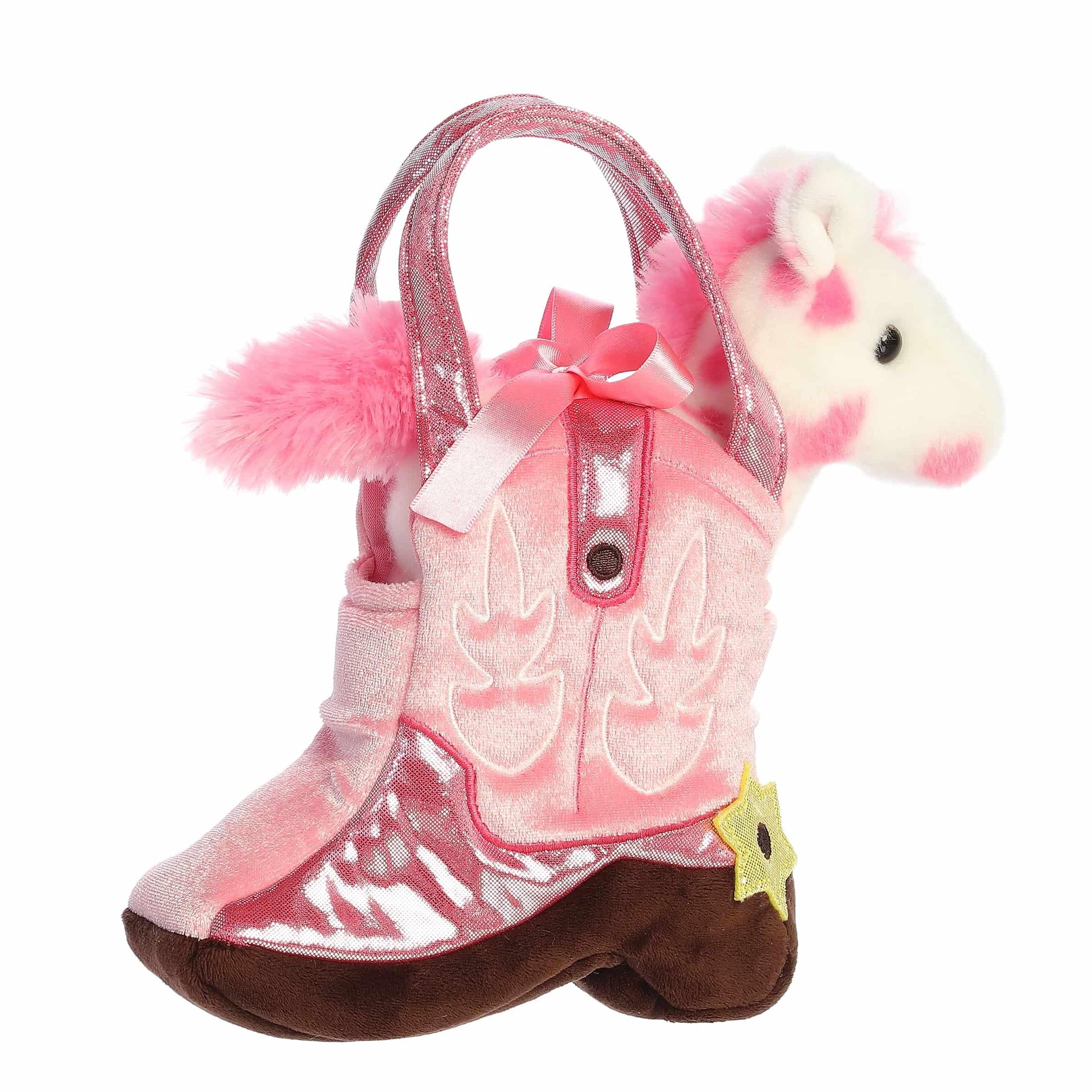 Aurora® Fashionable Fancy Pals™ Giddyup Boot™ Stuffed Animal - Plush with Stylish Purse for Dress Up Fun - Perfect for Kids 3+ Years, Costumes,