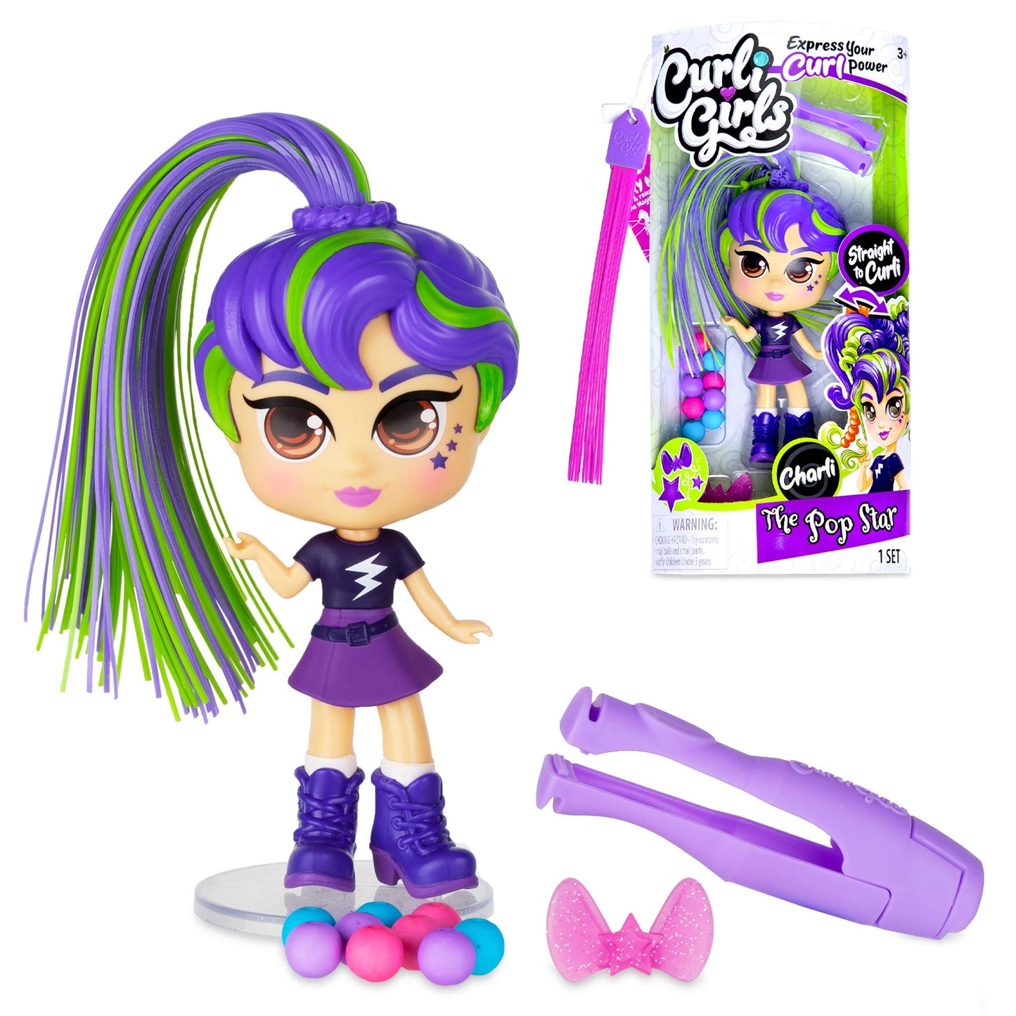 CurliGirls Charli, The Pop Star - Hairstyling Doll with MagiCurl Hair - Style Again and Again - Ages 3+