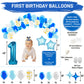 Baby Boy 1st Birthday Decorations With Birthday Crown - First Birthday Boy Decorations - Cake Smash Party Supplies - Happy Birthday and HighChair One