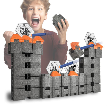 Blaster Blocks: Castle Pack - Buildable & Destroyable Targets for Nerf Guns - for Kids Aged 6+ - Extreme Target Game & Challenge - Fun Shooting