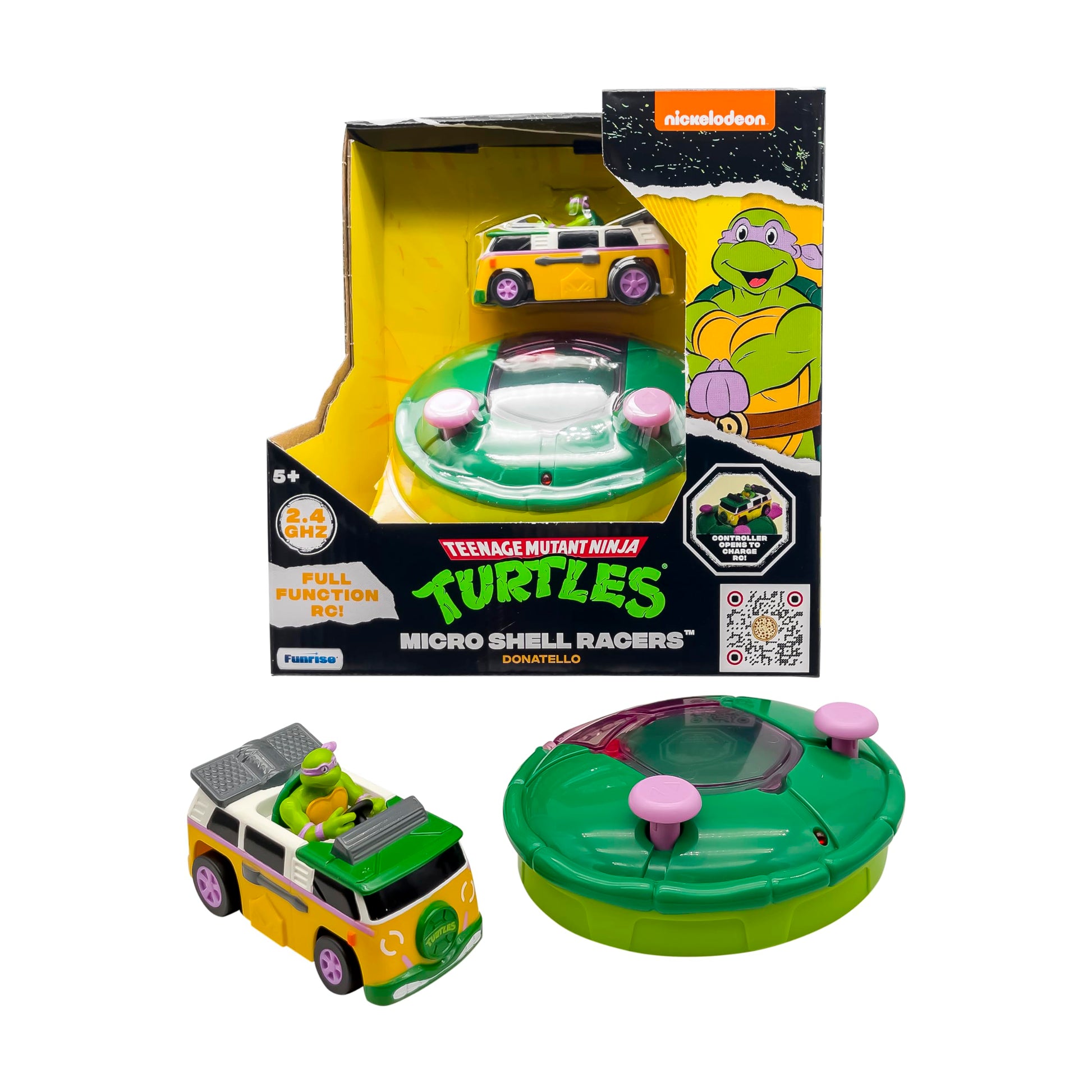 Teenage Mutant Ninja Turtles 3" Micro Shell Racers, Donatello, Ages 5+ - 2.4 Ghz Rc Vehicle with Turtle Half Shell Controller - Collect All 4!