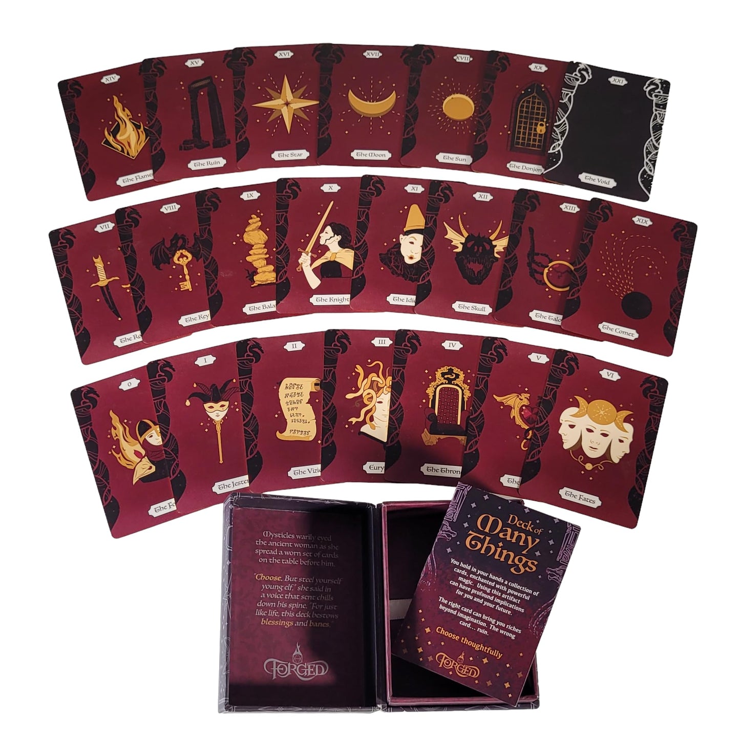 Forged Dice Co. Deck of Many Things - Premium RPG Playing Cards with Unique Art Illustrations - Compatible with Dungeons and Dragons Board Game, D&D