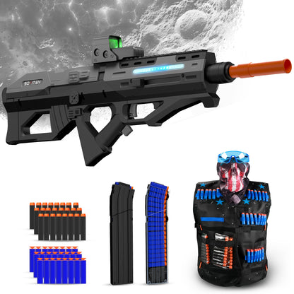 SOFITEN Electric Powerful Toy Gun Automatic Sniper Rifle with Soft Bullet, Equipped with Scope, 2 Extended Magazine(*18), Tactical Vest, Birthday