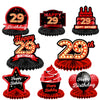 Happy 29th Birthday Red and Black Table Honeycomb Centerpieces Balloons Theme Decor Table Decorations Table Toppers for Girls Women Princess 29 Years