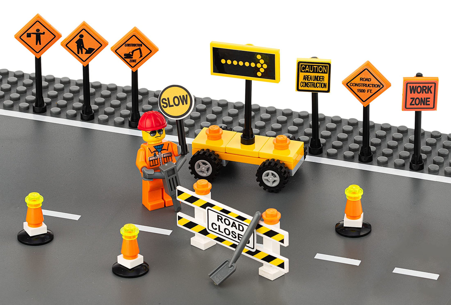 Building Toys 2 Lane Main Road Traffic Light City Town Village Street Stop Sign Bus Stop Post Box Road Sign Compatible with All Major Brick Brands