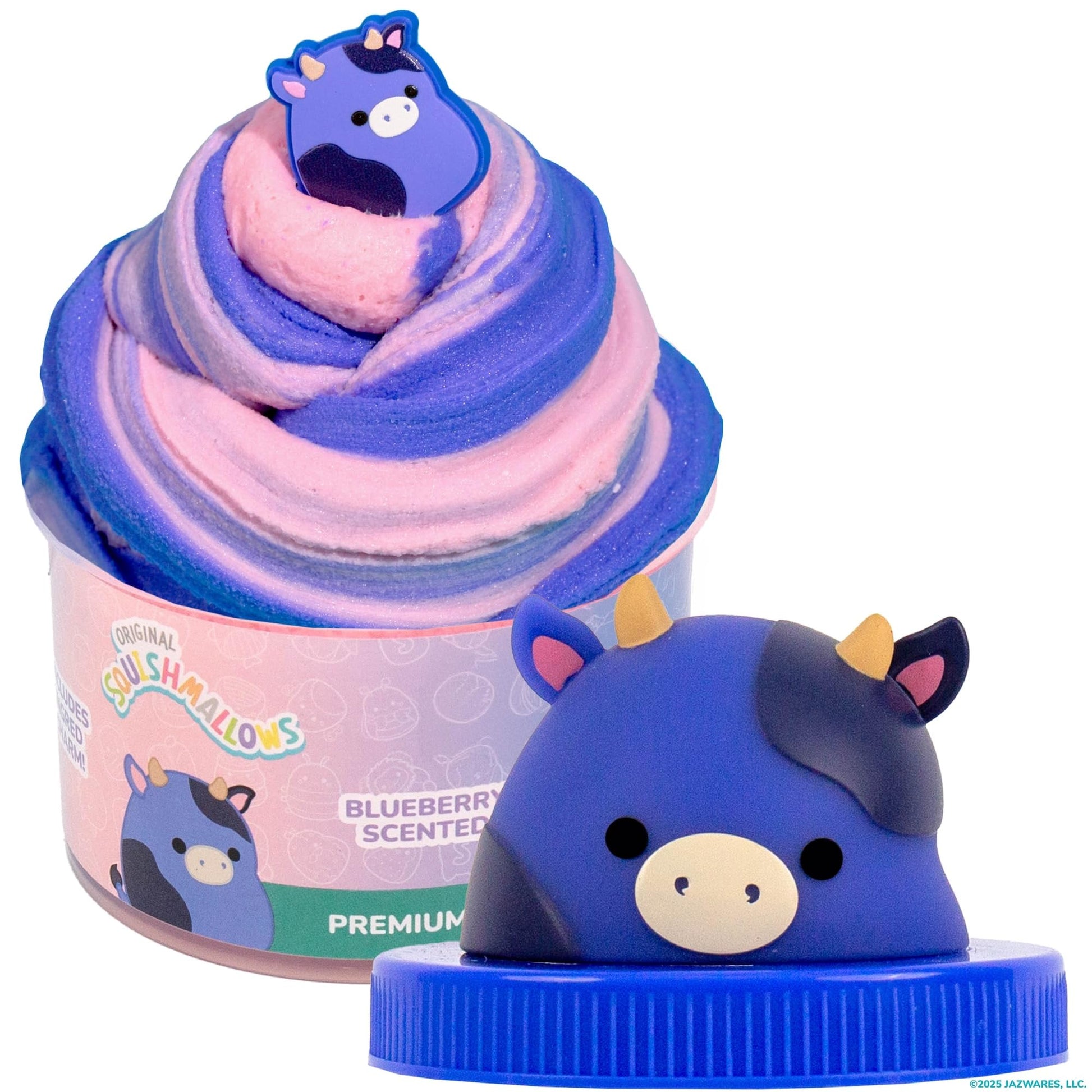 Original Squishmallows Scented Slime Jar, Blueberry, Ingrid the Cow