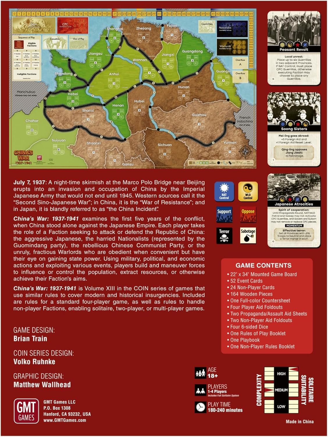 GMT Games China's War 1937-1941, Strategic Board Game, for Adults Ages 18+