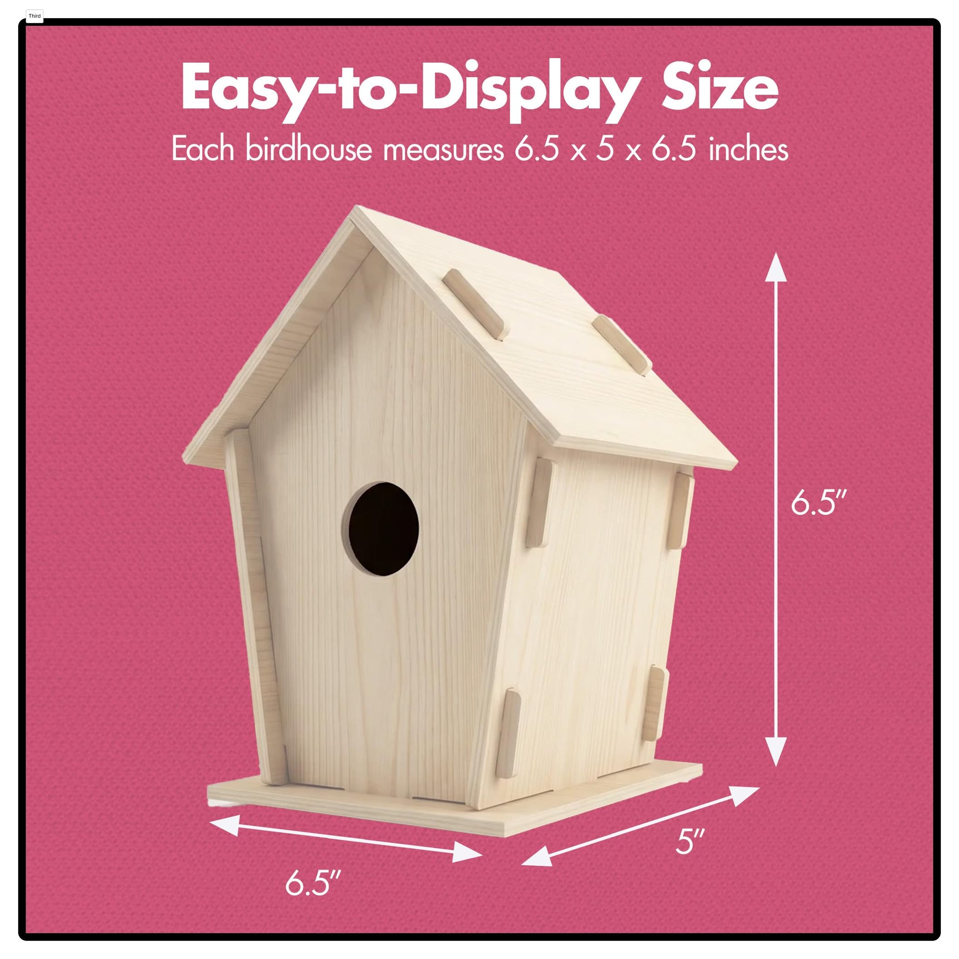 Podzly Kids Wooden Birdhouse Craft Kit 12 Pack - DIY Bird House Kits for Kids Ages 3+ - Personalize, Build & Paint Your Own Birdhouse - 3 Designs