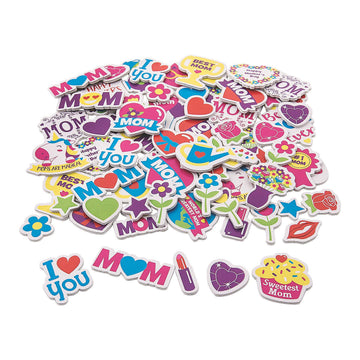 Fun Express Heart Stickers and Foam Shapes for Kids - Bulk 300 Pack Cute Stickers for Scrapbooking & Craft Supplies | Mothers Day Spring Crafts