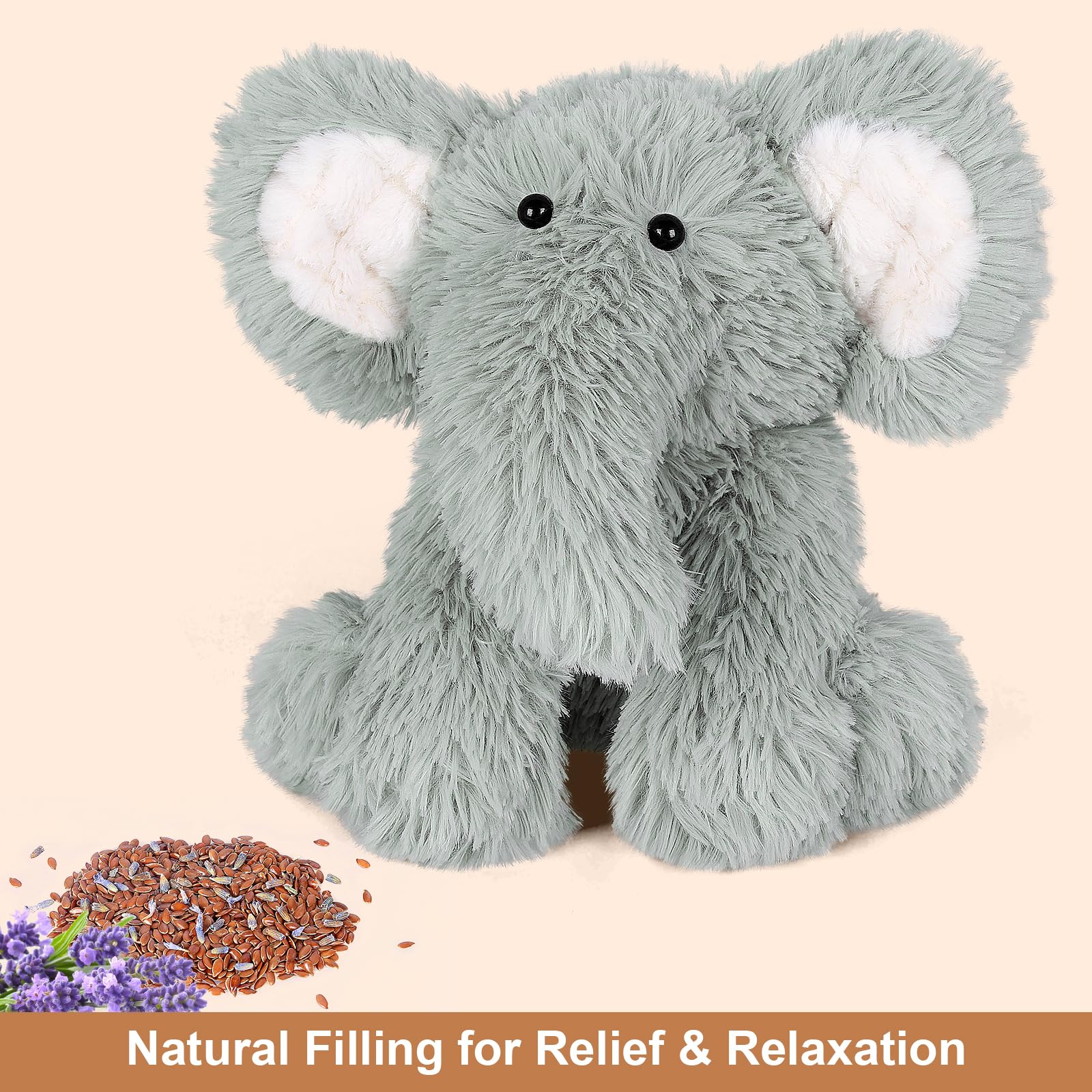 SuzziPals Warming Elephant Stuffed Animals, Microwavable Stuffed Animal Heating Pads for Cramps, Pain & Stress Relief, Heatable & Coolable Stuffed