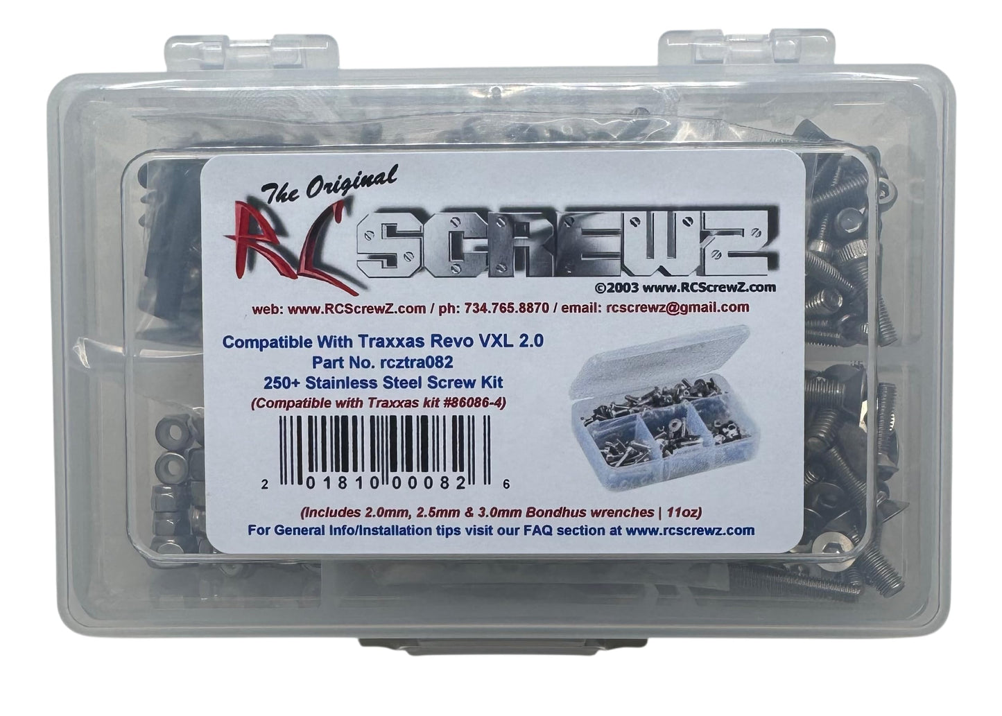tra082 - Traxxas Revo VXL 2.0 (86086-4) Compatible Stainless Steel Screw Kit
