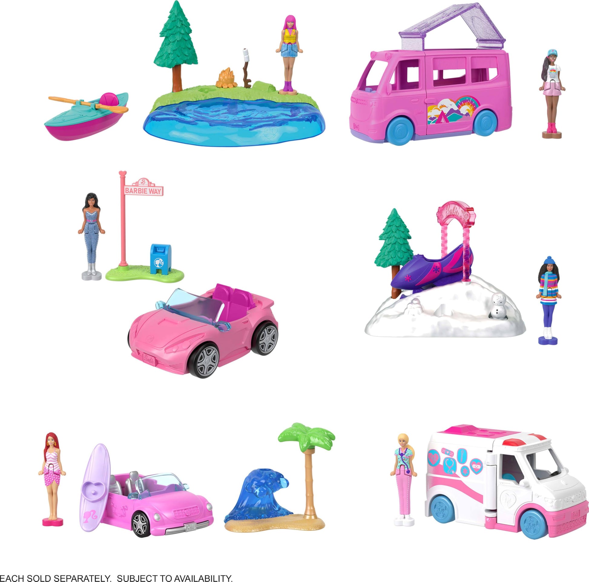 Barbie Mini Land Collectible Playsets with 1.5-inch Doll, Interactive Play Areas for Storytelling Fun