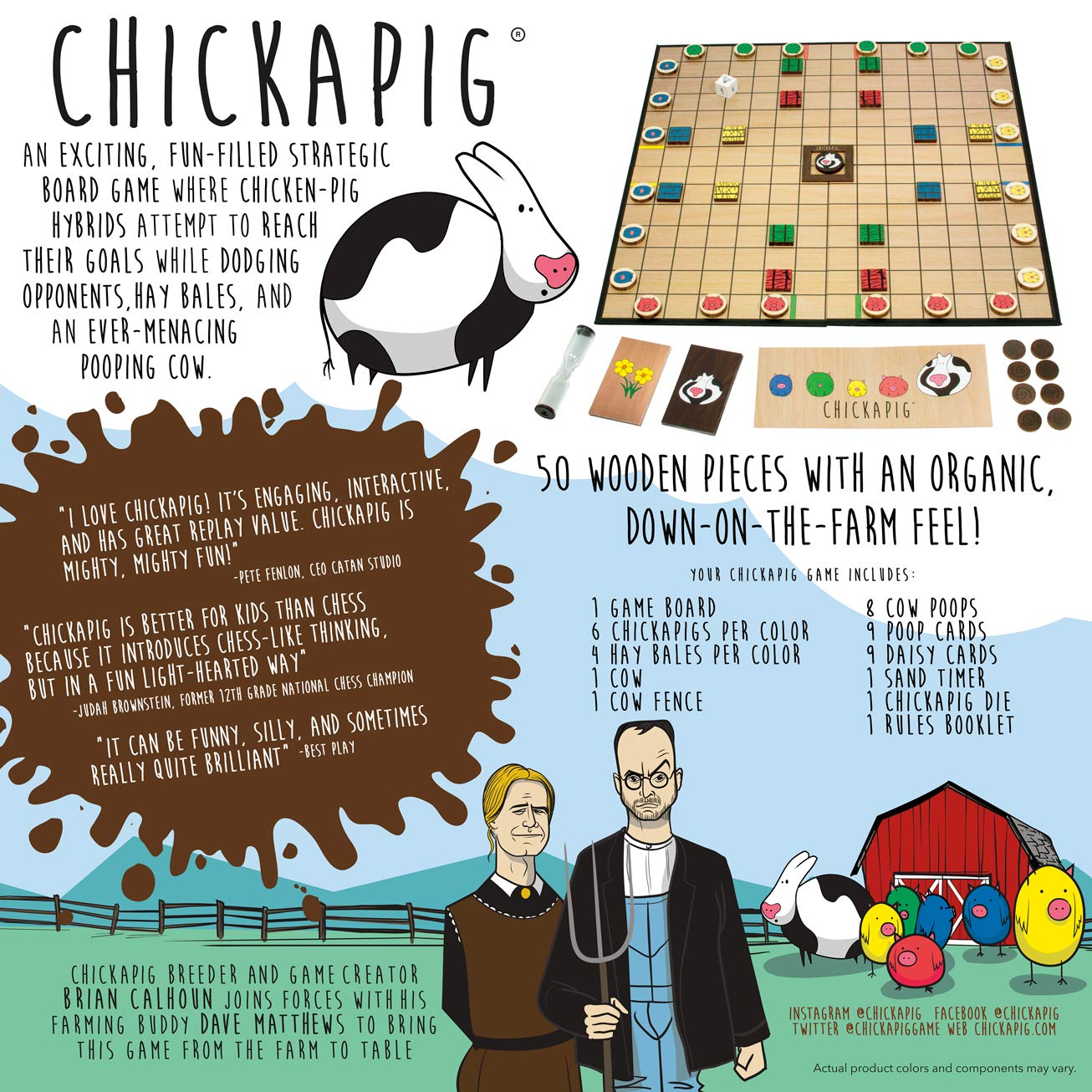 Buffalo Games Chickapig Board Game - 2-4 Players, Ages 10+, Wooden Pieces - Travel Fun - Fun Family Games - Chicken-Pig Strategy Board Game